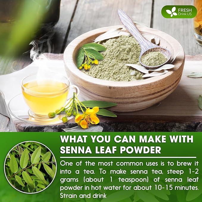 FreshDrinkUS, Premium 10oz Senna Leaf Powder, 100% Natural and Pure from Senna Leaves, No Additives, No Gluten, No Sugar, Vegan (10oz Senna Powder)