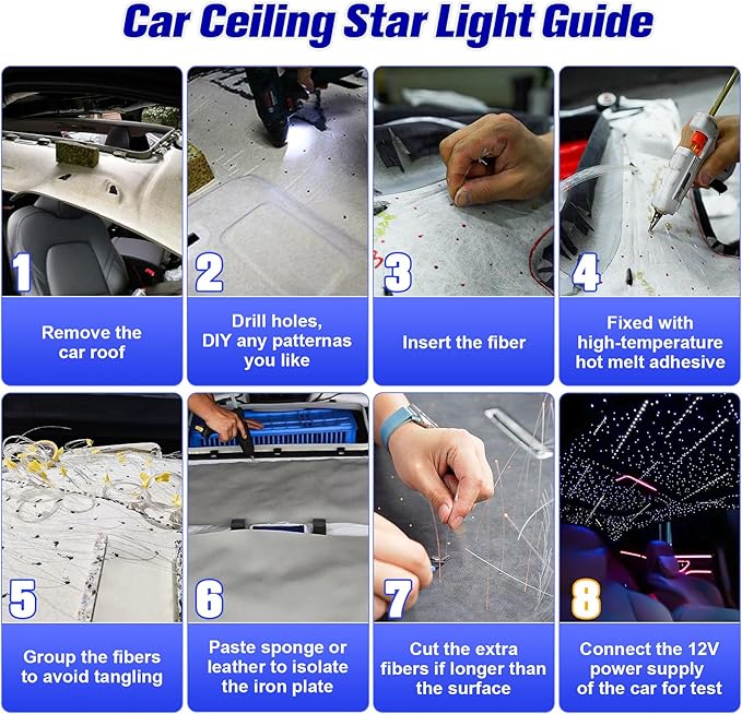 18W Twinkle&Meteor 2 in 1 RGBW Starlight Headliner Kit, 800pcs*0.03in*9.8ft+96pcs Shooting Star Lights for Car/Home Ceiling, Fiber Optic Lights with Bluetooth APP/Remote Control/Music Effect
