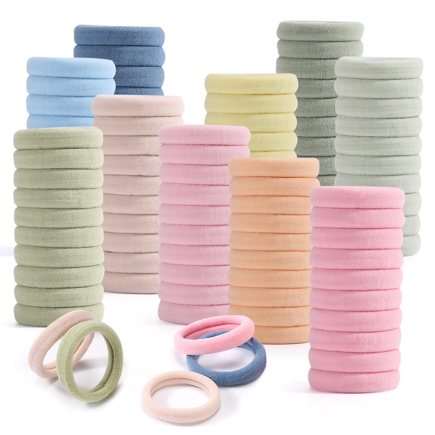 100Pcs Elastic Hair Accessories - Seamless Cotton Hair Bands, Soft Ponytail Holders For Thick/Thin Hair, No Damage Morandi Color