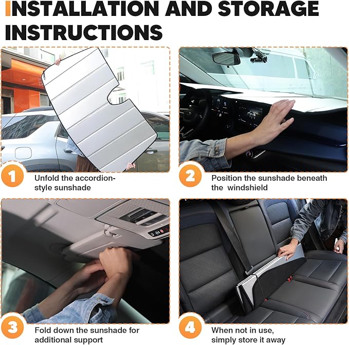 KUST Windshield Sun Shade for Toyota Tacoma 2016-2022 2023 Foldable Thicken Window Sunshade UV Protection Keep Cool Sunshield Easy Install Sun Visor Accessories Aluminum Film
