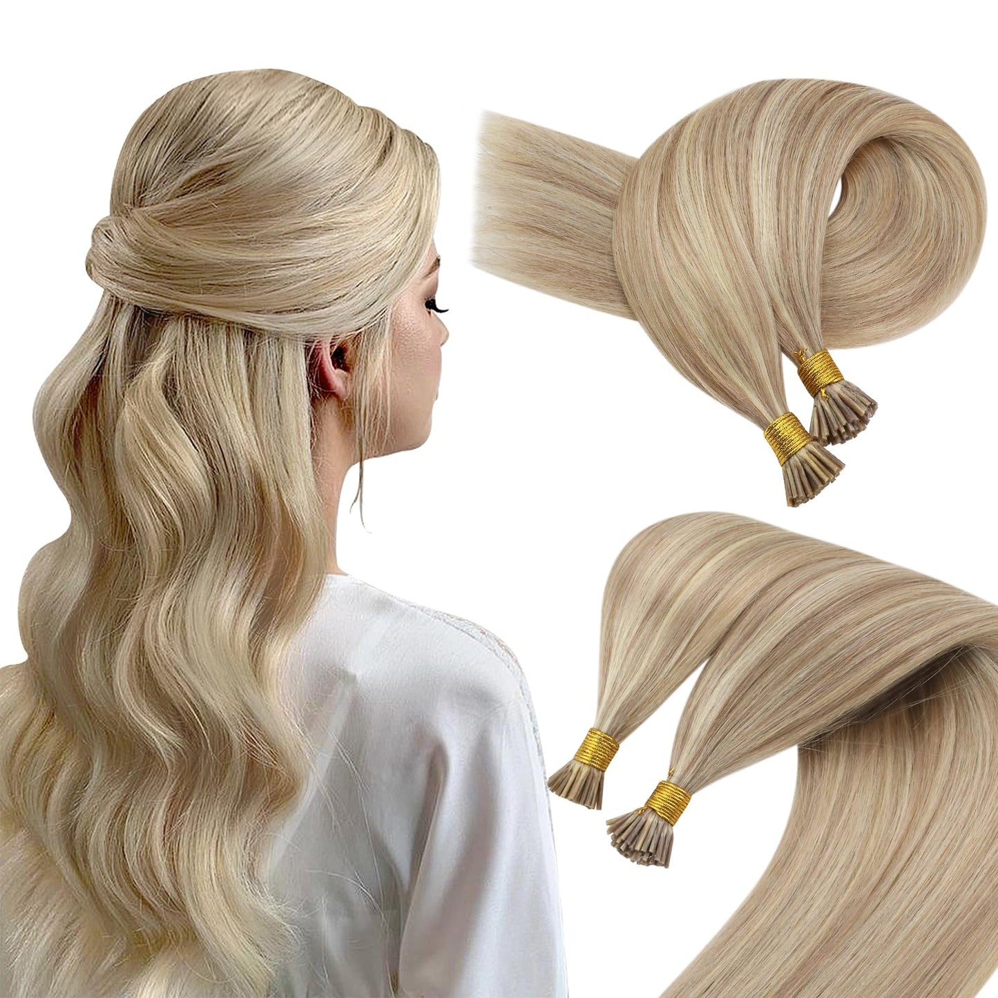 Sunny Hair Blonde I Tip Hair Extensions Highlights I Tip Human Hair Extensions Ash Blonde Highlight Bleach Blonde With Pink Hue
