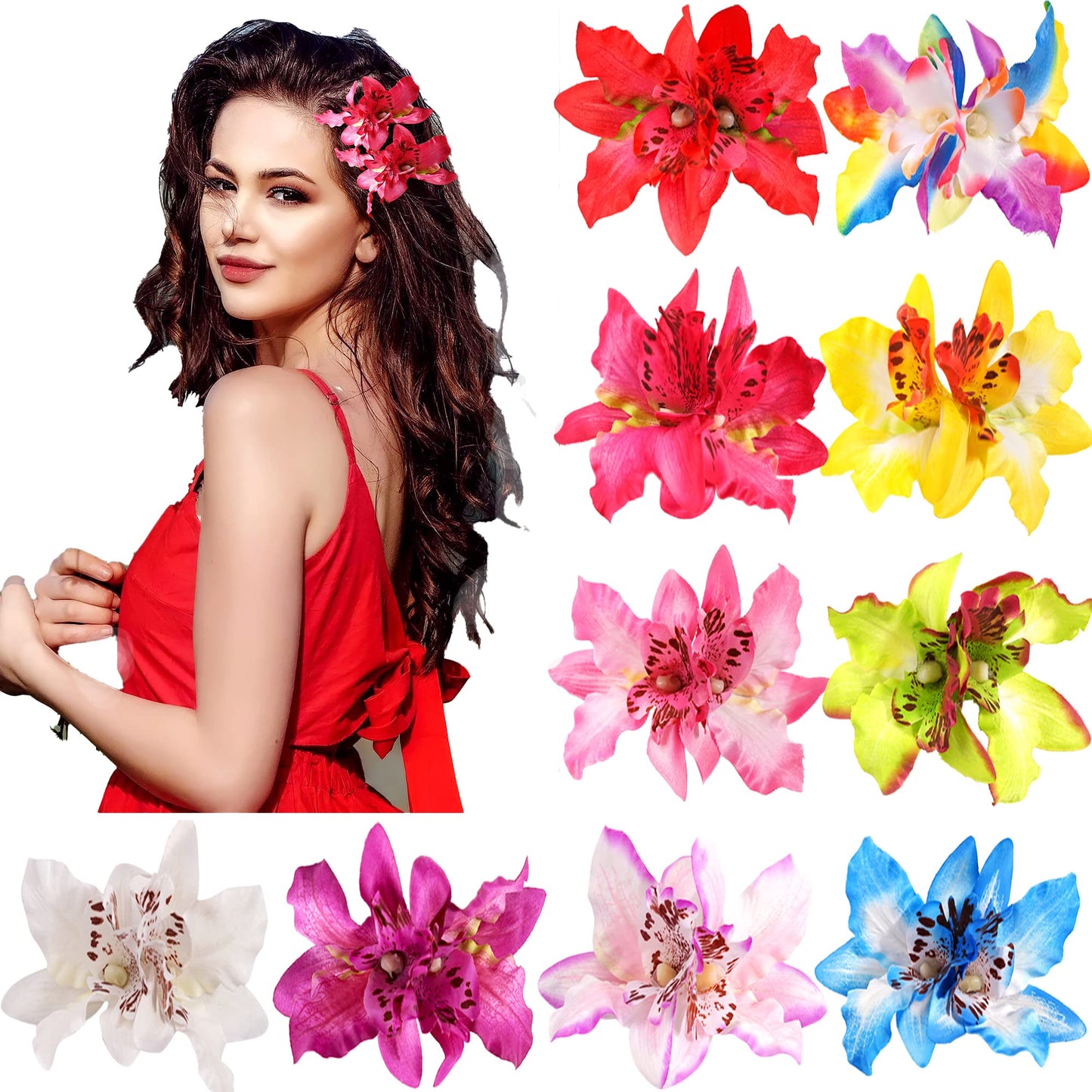 Cllot Hair Clip, Double Flower Orchid Alligator Clips For Women, Premium Quality Fabric For Girls, Widely Application, Must-Have