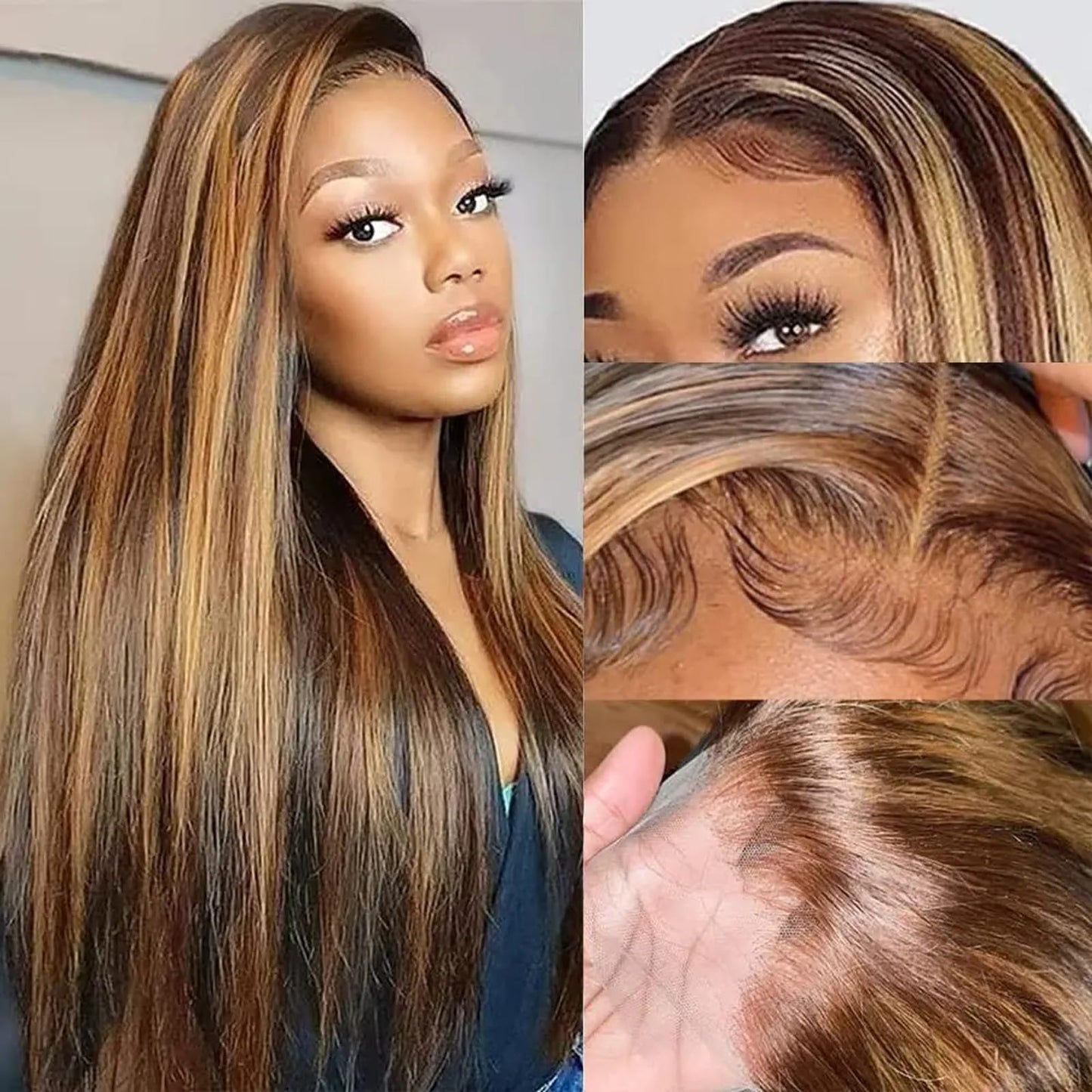 Metamuclia Honey Blonde 13X4 Hd Lace Front Wig Human Hair Highlight Straight Lace Frontal Wigs Human Hair Pre Plucked 18 Inch 18