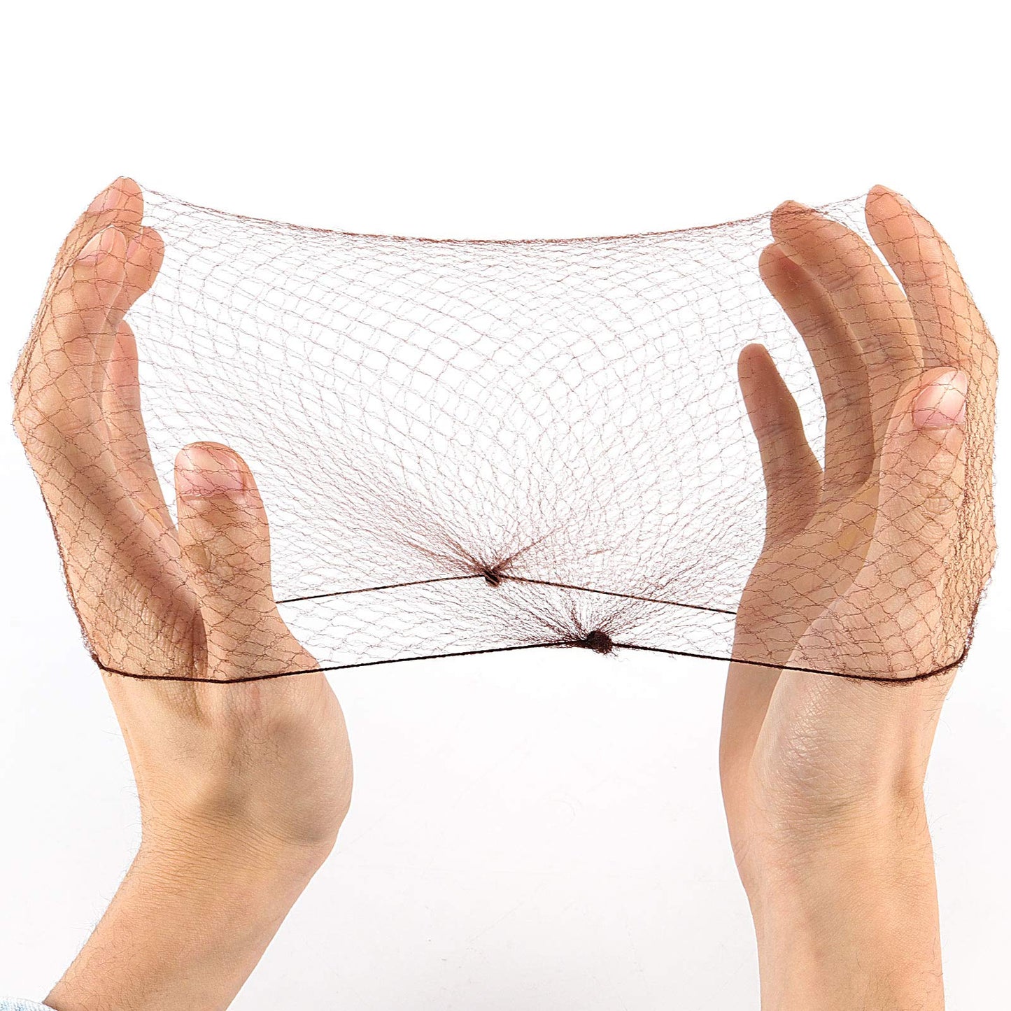 ZEONHEI 200PCS 20 Inch Invisible Hair Nets, 100 Black Bun Hair Nets and 100 Brown Hair Net, Nylon Hairnet Elastic Edge Mesh Hair