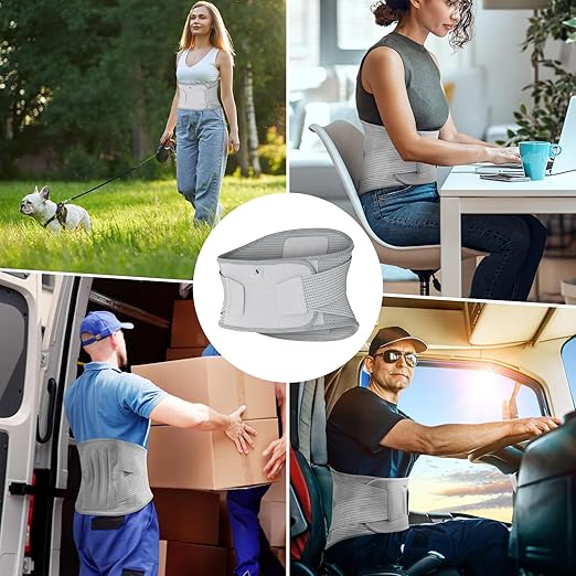 NEENCA Professional Back Brace for Herniated Disc, Lower Back Pain Relief, Lumbar Strain | Adjustable Lumbar Support Belt for Men and Women | Ideal for Work, Lifting, Posture Correction, Sciatica, Scoliosis (Gray, Small)