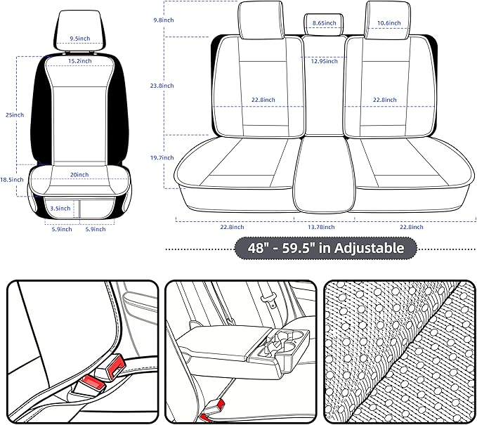 Elantrip Car Seat Cover Full Set Leather Car Seat Protector Universal fit for Most Cars SUVs and Trucks Water Proof Front and Rear Seat Protector Whiskey Color