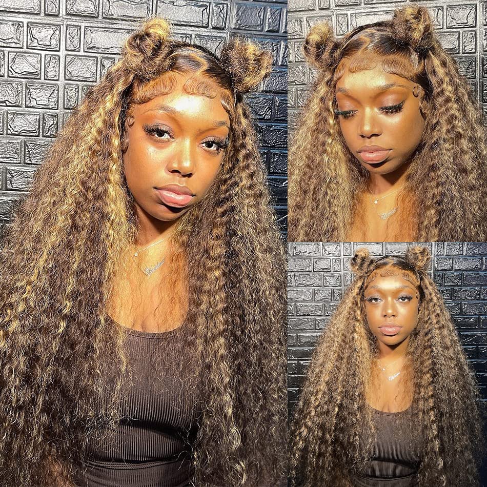 Yuzhou Grace 13X4 Highlight Ombre Lace Front Wig Human Hair Colored 4/27 Honey Blonde Lace Frontal Wigs For Black Women Glueless