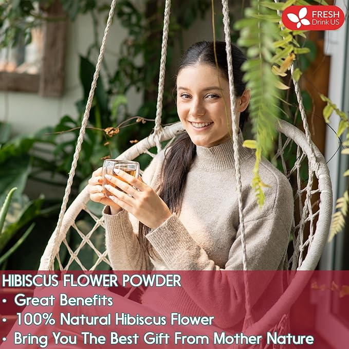 FreshDrinkUS, Premium 40oz Hibiscus Flower Powder, 100% Natural and Pure from Hibiscus Flowers, Natural Food Coloring, Hibiscus Flowers Tea, No Additives, No Gluten, No Sugar, Vegan