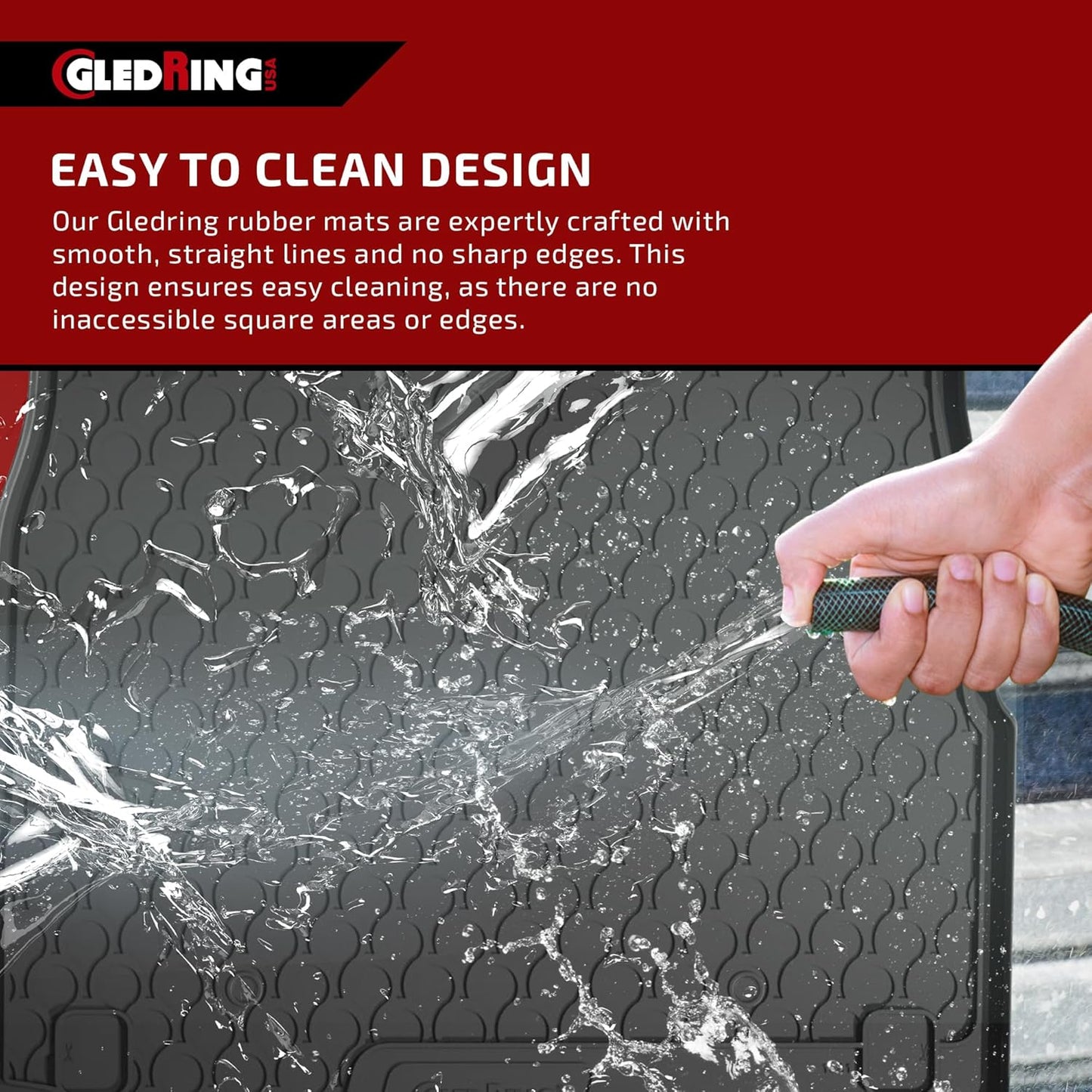 Gledring USA Custom Fit Rubber Mats Combo Pack Intended for Land Rover Range Rover Velar 2017-2022, No Trimming Required, Tailored Custom Fit, All-Weather, Protects from Rain, Mud, & Snow
