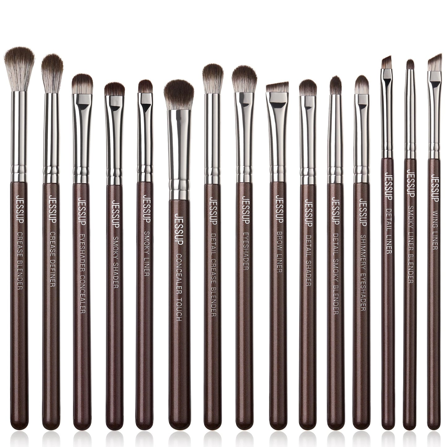 Jessup Eye Makeup Brushes Set Professional 15Pcs Brown Eyeshadow Brush Eyebrow Concealer Eyeliner Blending Brush For Makeup Prem