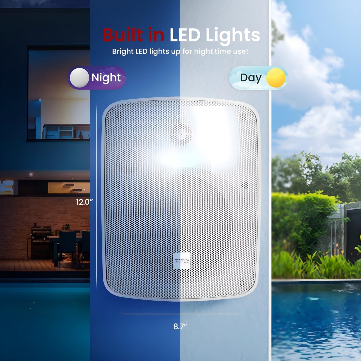PYLE Outdoor Speakers - Pair of Bluetooth Waterproof Wireless Speakers - 600 Watt 2-Way Full Range Stereo Speaker, Marine Grade Weatherproof, Wall/Ceiling Universal Mounting - Home, Boat, Patio Pool