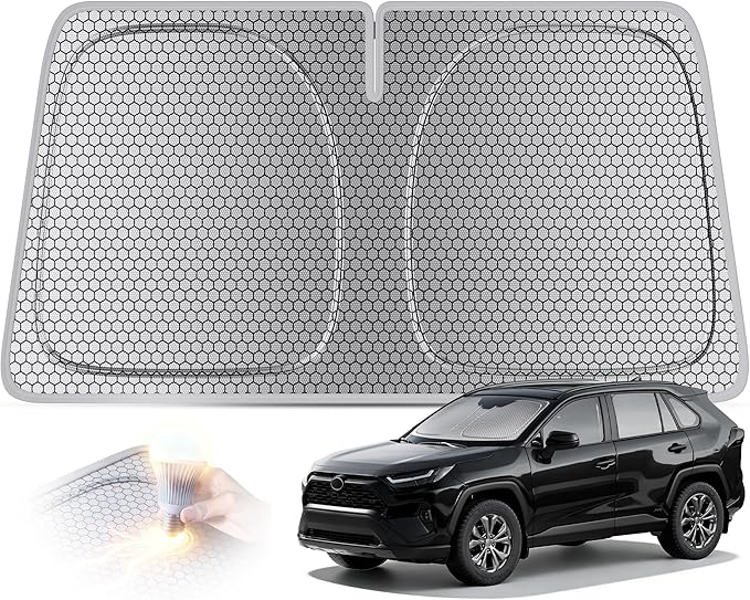 helloleiboo Graphene Car Windshield Sun Shade Car Sun Shade for Windshield with Heat Absorption Coating Foldable Design with UV Protection to Keep Your Car Interior Cooler Silver (X-Large-61 ร 34 in)