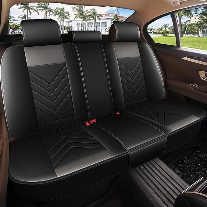 AOMSAZTO Car Seat Covers Full Set Fit for Nissan Maxima 2011-2023 Waterproof Faux Leather Car Seat Cushions Automotive 5 Seat Covers Set(Black&Grey)