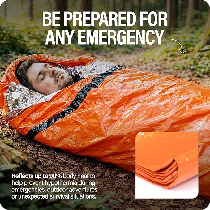 Primacare CB-3684 Emergency Sleeping Bag for Survival – Mylar Blanket/Tent Used for Emergencies, Camping, Hiking, Hunting, Marathons, Outdoors, and Perfect for Medical First Aid Supply Kits, Adult