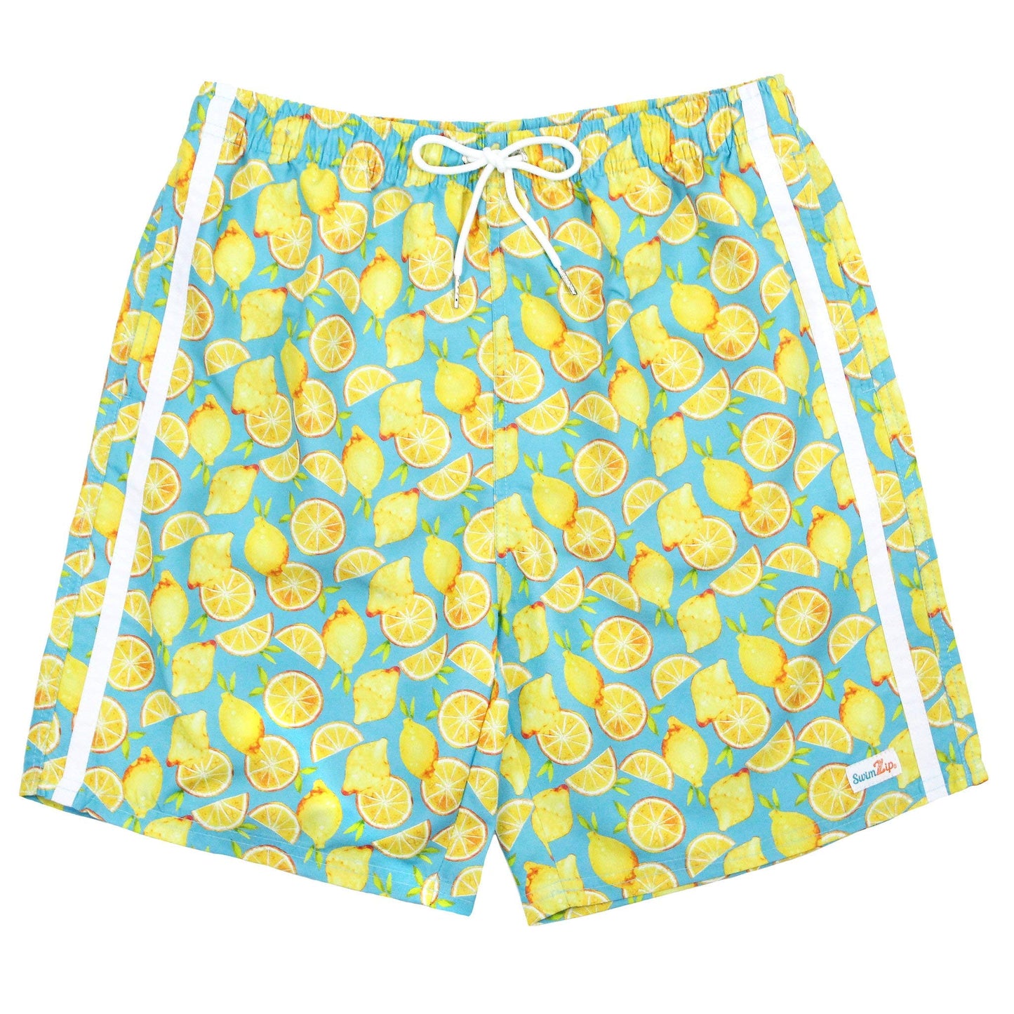 SwimZip Boys Swim Trunks UPF 50+ Sun Protection Board Shorts - Lemons - 10-12