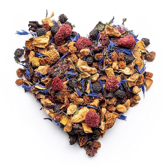 Raspberry Tea with Cornflower, Rosehip & Hibiscus β Caffeine-Free Loose Leaf Fruit Tea β Summer Herbal Infusion with Wild Berries β 4oz
