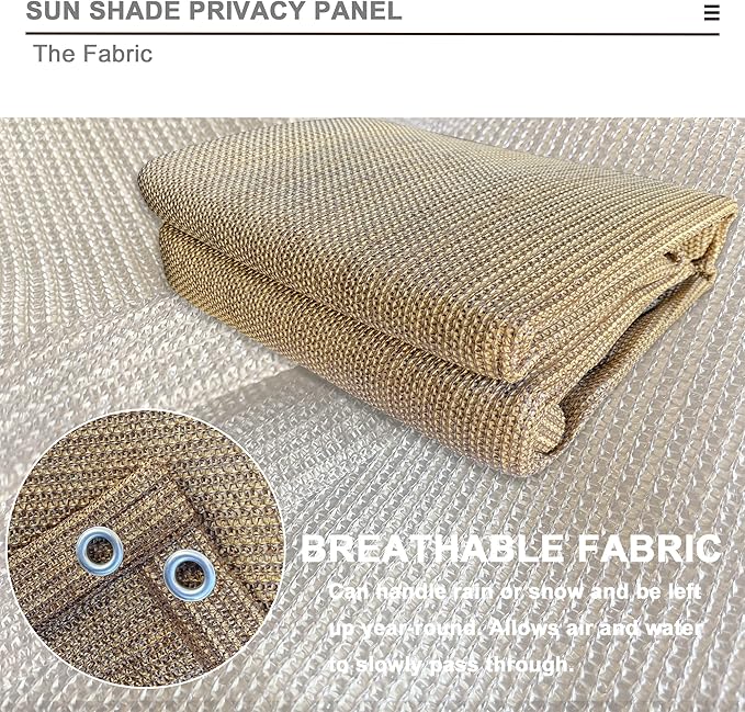 Sun Shade Privacy Panel with Grommets on 4 Sides for Patio, Awning, Window Cover, Pergola or Gazebo (Walnut, 10' x 10')