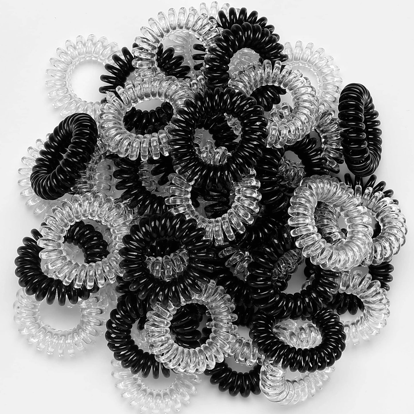 Tailaimei 60 Pcs Spiral Hair Ties, Bulk No Crease Coil Hair Ties, Phone Cord Hair Ties For Thick Hair - Women Ponytail Holder El