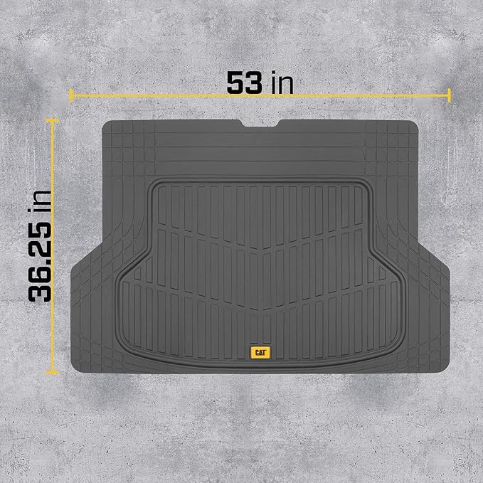 CAT® Car Mats Full Set - Automotive Floor Mats & Cargo Liners & SUV Floor Mats - Car Floor Mats All Weather Trim-to-Fit Rubber Universal Car Mats & Trunk Cargo Liners Black Floor Mats for Mini-Van