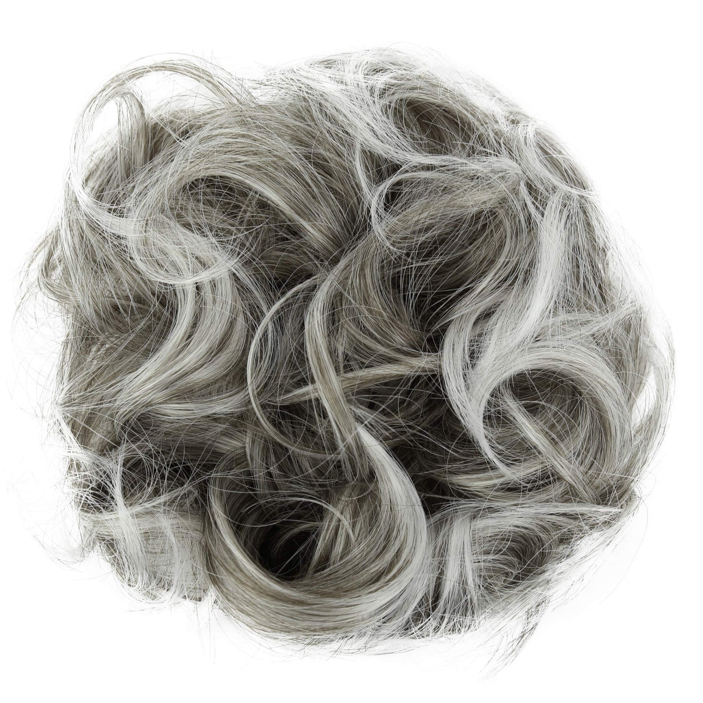 Caisha Big Hairpiece Scrunchy Updo Bridal Hairstyle Curly Messy Bun Gray Mix G19E