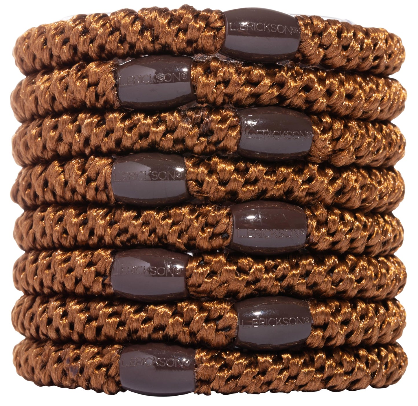 L. Erickson Grab & Go Pony Hair Ties - Mocha Brown - 8 Pack Grab And Go Ponytail Holders - Hair Ties No Damage - Brunette Dark C