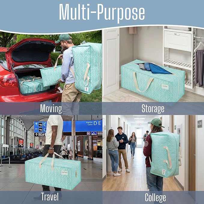 VENO 8 Pack Heavy Duty Moving Bags with Backpack Straps, Zippers & Handles, Extra Large Packing Bags for College Dorm Essentials, Moving Supplies Alternative to Cardboard Moving Boxes
