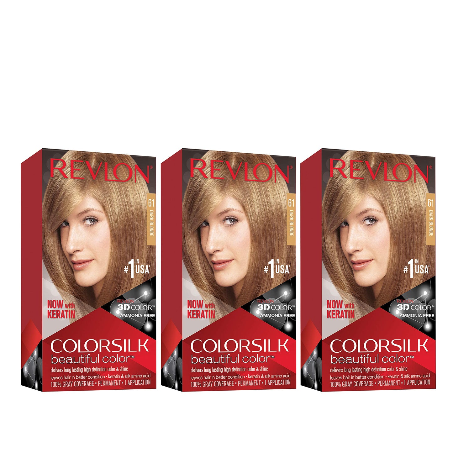 Revlon Permanent Hair Color, Permanent Hair Dye, Colorsilk With 100% Gray Coverage, Ammonia-Free, Keratin And Amino Acids, 61 Da