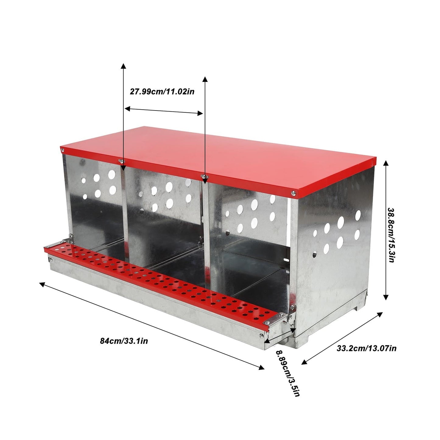 Chicken Coop, 3 Compartment Large Space Chicken Nesting Box Galvanized Iron Plate Easy To Assemble For Egg Collection