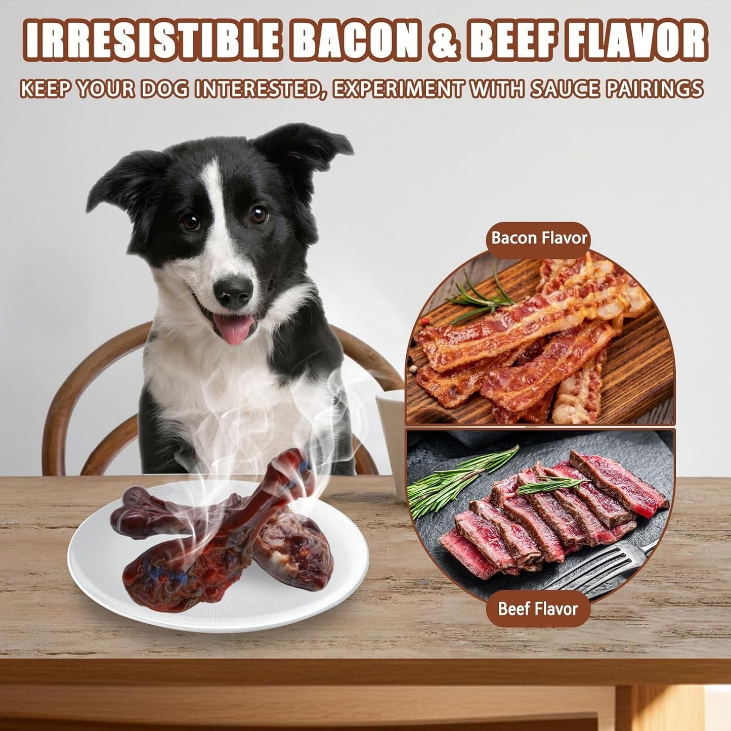 Magicorange Dog Chew Toys for Aggressive Chewers, Dog Toys for Medium Large Dogs, Tough Nylon Concealable Food Toys (Beef+Bacon Flavor, 2 Pack)