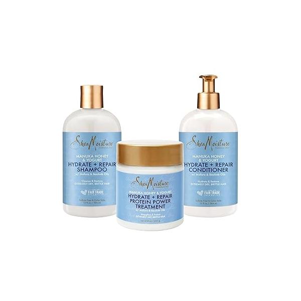 SheaMoisture Manuka Honey & Yogurt Hydrate+Repair Shampoo - Sulfate, Paraben, Silicone Free, Moisturizing for Damaged Hair, 1.329 kg