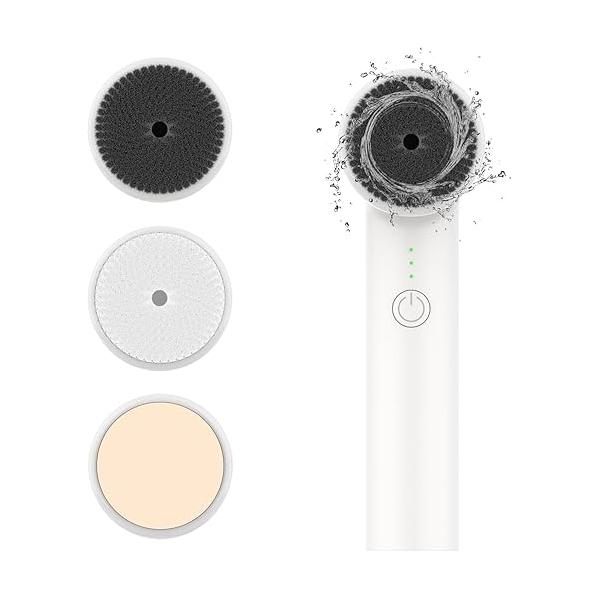 Electric Facial Cleansing Brush, Rechargeable Face Scrubber, 3 Speeds Adjustable Waterproof Gentle Exfoliating for Men Women Deep Cleaning