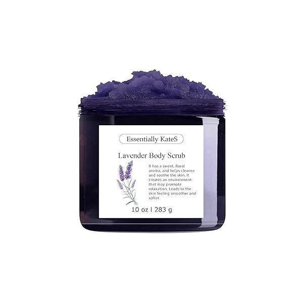 Lavender Body & Foot Scrub 10 oz - A blend of lavender essence, shea butter, and coconut oil for a fragrant journey to serene countryside The best stocking stuffer.