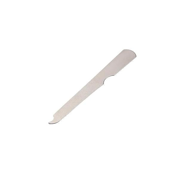 QUUPY 10PCS Silver Stainless Steel Double-sided Nail File With Curved Tip Finger Slit Knife Polished Plate Trim Manicure Tool For Hand And Foot Care In Salon