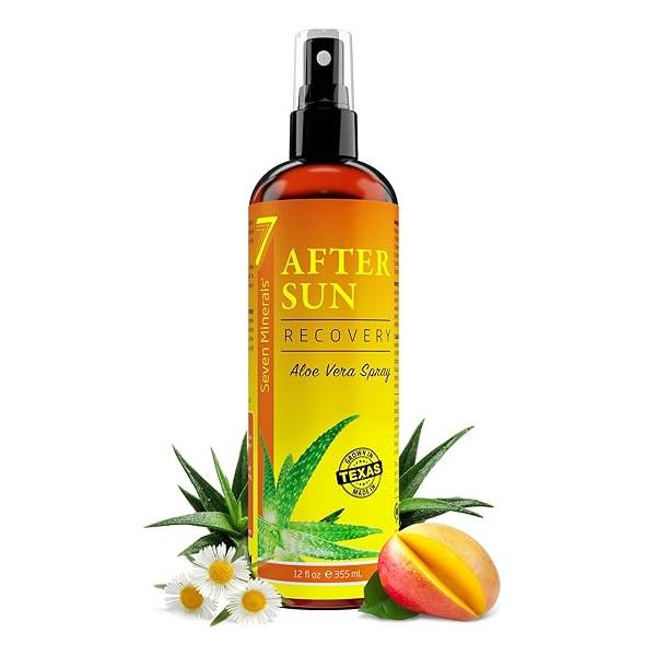 Seven Minerals NEW After Sun Solar Recovery Spray with Aloe Vera - For Skin & Face Instant Sunburn Relief. Unlike Regular Aftersun With Mango Chamomile (12 Oz)