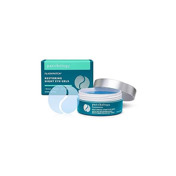 Patchology Restoring Eye Gel Patches with Retinol & Collagen - Masks for Dark Circles, Puffy Eyes Wrinkles Anti-Aging Overnight Pads Set Brighten Skin Care Bags (30 Pairs)