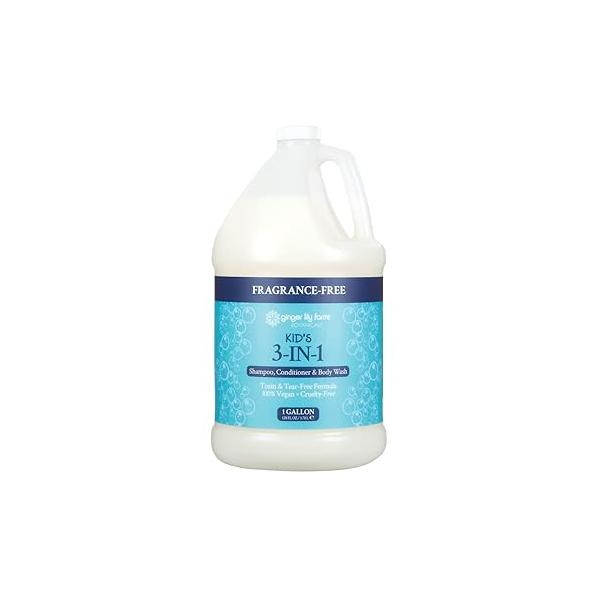 Ginger Lily Farms Botanicals Kid's 3-in-1 Shampoo, Conditioner & Body Wash, Tear-Free Formula, 100% Vegan Cruelty-Free, Fragrance-Free, 1 Gallon (128 fl oz) Refill