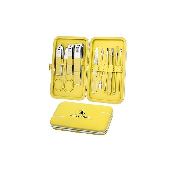 Manicure Set, Travel Mini Nail Clippers Kit Pedicure Care Tools, 10pcs Stainless Steel Grooming kit (Pink)
