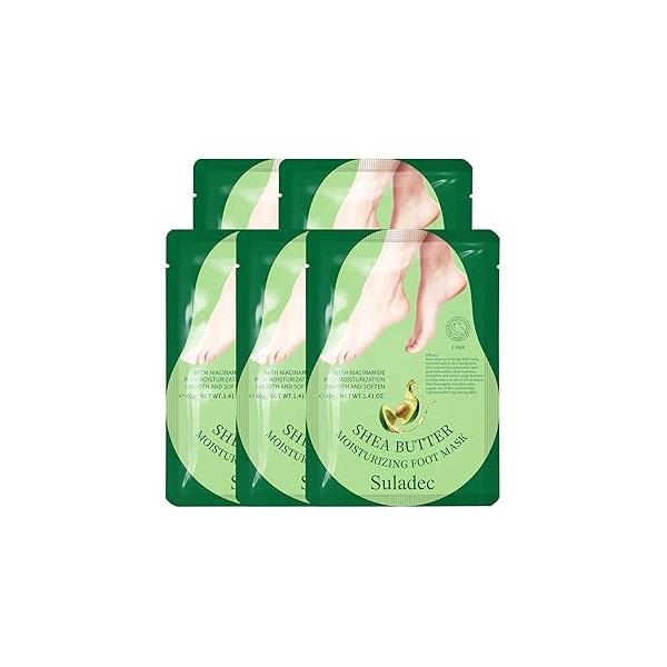 Moisturizing Foot Mask with Shea Butter and Goat Milk, Hydrating Masks for Dry Cracked Feet, Skin Moisturizer Soft Smooth Touch Feet - Men Women 5 Pairs