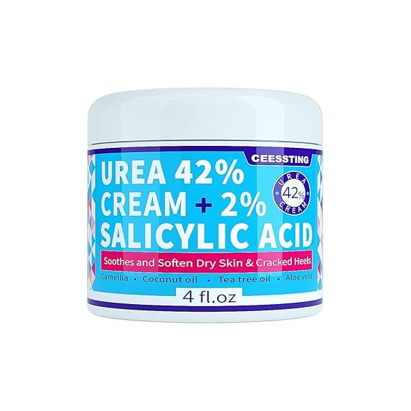 ENVISHA Urea Cream 42 Percent for Feet - 42% Foot with 2% Salicylic Acid For Feet, Hands, Heels, Elbows, Nails & Knees 4 oz