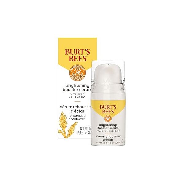 Burt's Bees Vitamin C Turmeric Facial Serum, Brightens Skin & Visibly Reduces Dark Spots, Fine Lines Wrinkles, Naturally Hydrating, Lightweight - Brightening Booster (1 oz)