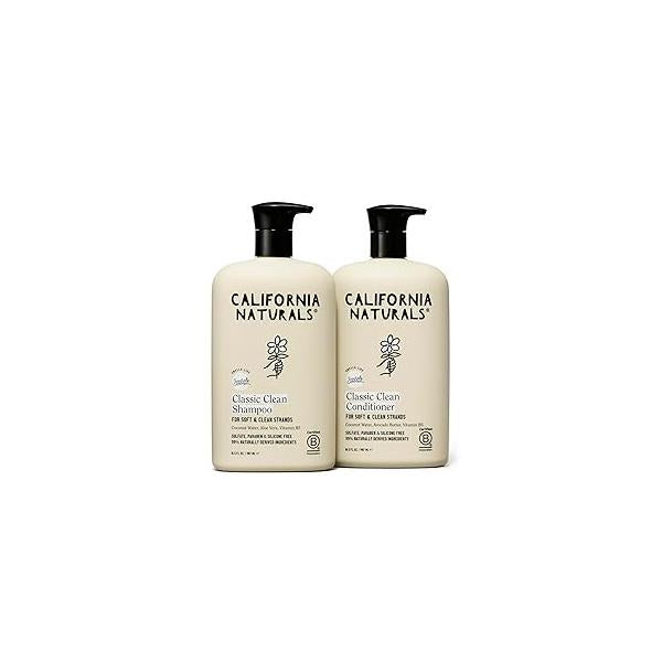 California Naturals Coconut Shampoo & Conditioner, Natural, Vegan, Cruelty, Silicone, Paraben, and Sulfate Free Shampoo, All Hair Types, 16.5 Fl Oz (Pack of 2), Classic Clean
