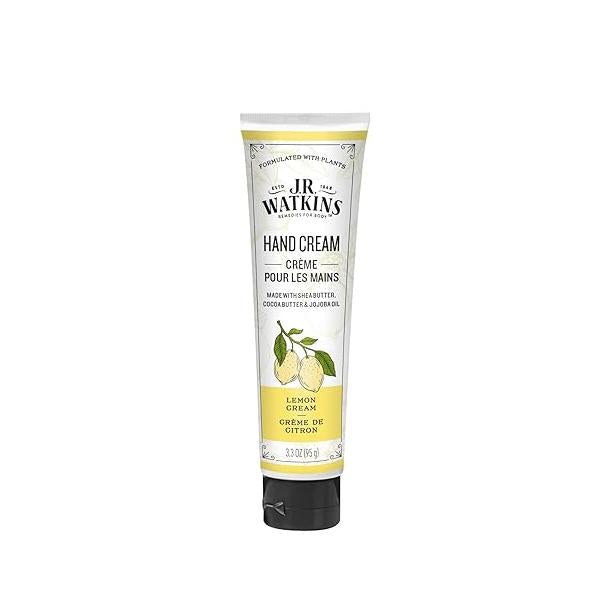 J.R. Watkins Natural Moisturizing Hand Cream, Hydrating Moisturizer with Shea Butter, Cocoa and Avocado Oil, USA Made Cruelty Free, 3.3oz, Lemon Single