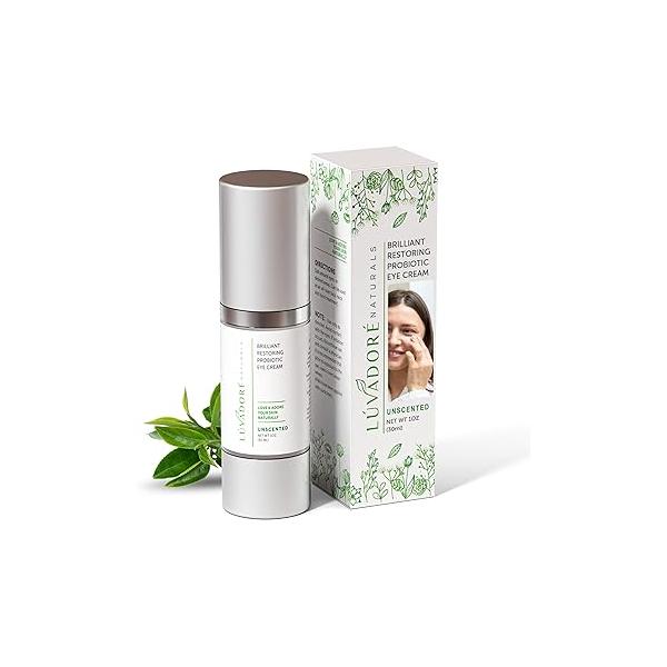 Brilliant Restoring Probiotic Eye Cream - Under with Caffeine, Green Tea, Hyaluronic Acid, Botanical Ingredients Facial Serum for Puffy Eyes, Dark Circles, Wrinkles