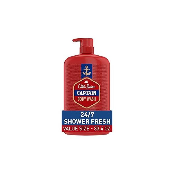 Old Spice Refreshing Body Wash for Men, 3X Defense, 24/7 Shower Fresh with Long Lasting Scent, Red Collection, Captain Bergamot 33.4 oz