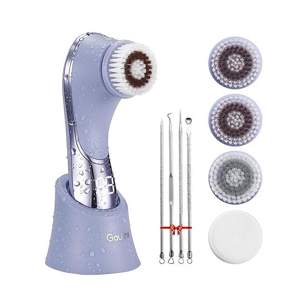 Facial Cleansing Brush Face Scrubber Exfoliator Rechargeable IPX7 Waterproof Electric Spin Cleanser Device for Exfoliating, Massaging and Deep Removing Blackhead,