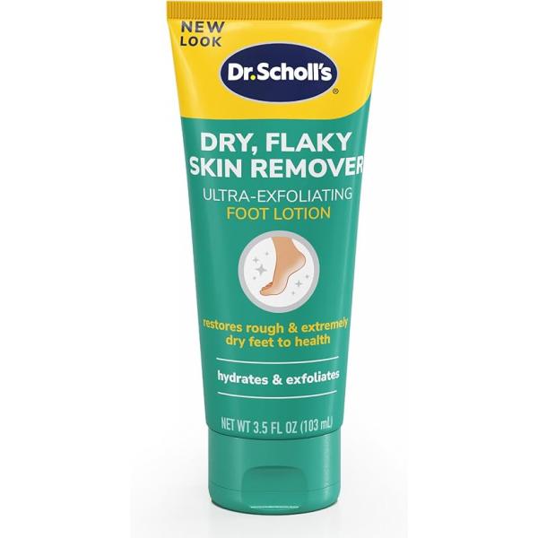 Dr Scholl's Dry, Flaky Skin Remover Ultra Exfoliating Foot Lotion Cream, 3.5 oz, Moisturizer with Urea for Rough Dry Cracked Feet, Heal and Soothe Healthy Looking Intensive Care