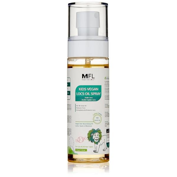 Made For Locs Kids Vegan Oil Spray | Easily Seal Moisture In Your Locs| Lightweight Cotton Candy Scent 4 oz