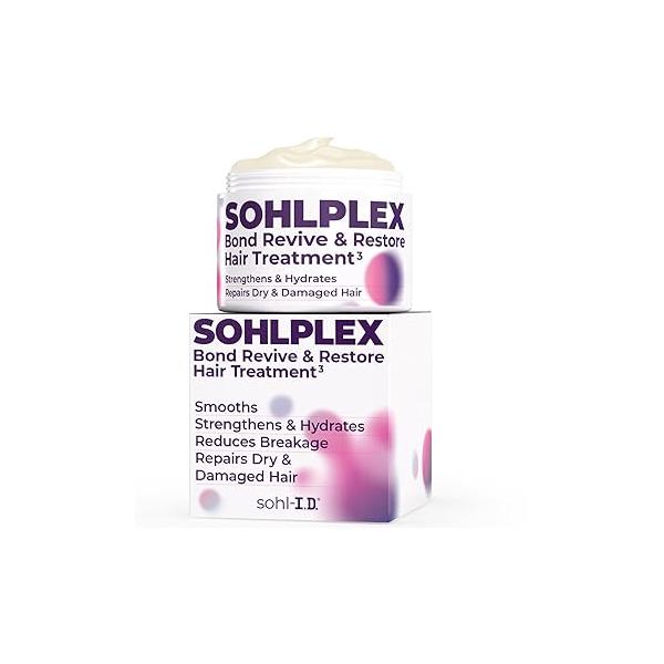 SOHLPLEX Bond Revive & Restore Treatment for Dry Damaged Hair, Deep Conditioning Mask Frizzy Strands. Moisturizes Strengthens. Vitamins B3, B5, B7, C E.Vegan Cruelty-Free-6.76 FlOz