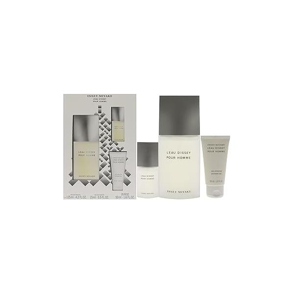 Issey Miyake 3 Piece Set for Men (4.2 Ounce Eau De Toilette Spray + 1.6 Shower Gel 0.5 Spray)