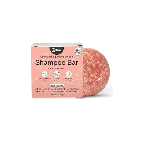 The Earthling Co. Shampoo Bar - Promote Hair Growth, Strengthen & Volumize All Types Paraben Sulfate Free formula with Natural, Vegan Ingredients (Vanilla Coconut, 3 oz)